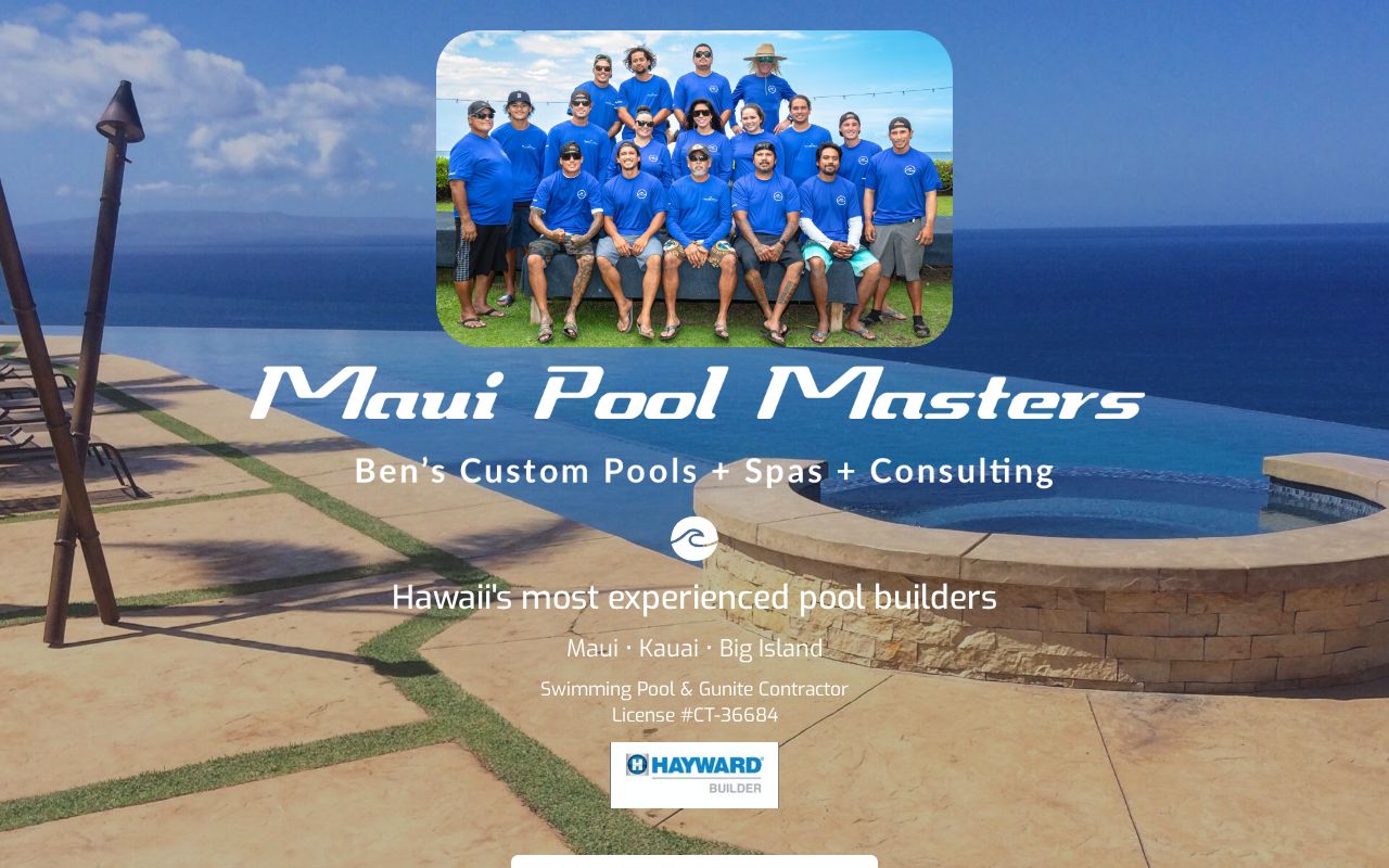 Swimming Pool and Spas Custom Builder Construction and Maintenance Maui, Hawaii